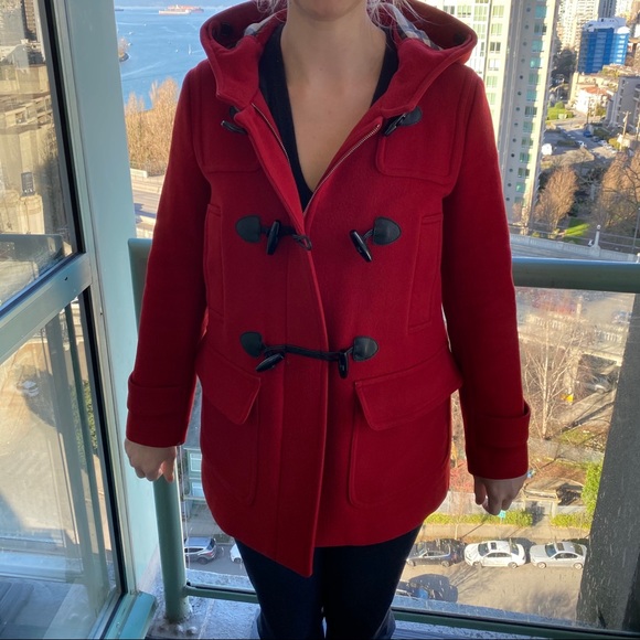Burberry Brit Red Wool Toggle Coat - Picture 6 of 12